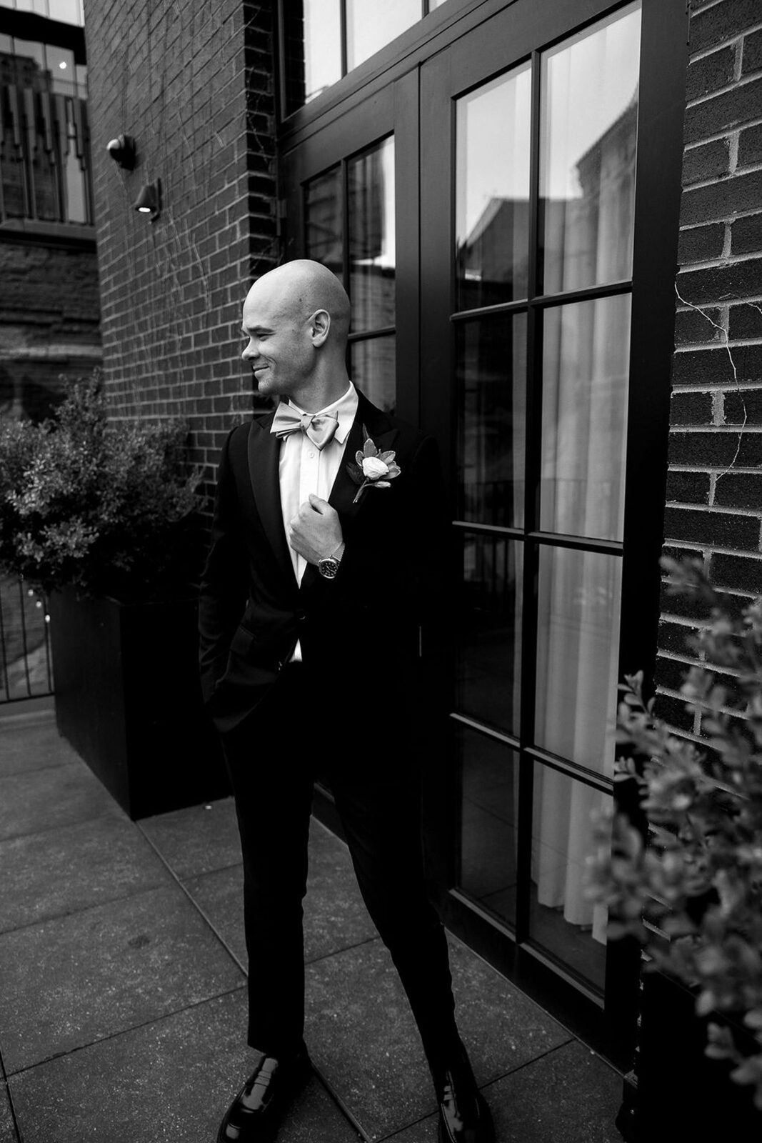 Black and white grooms portrait