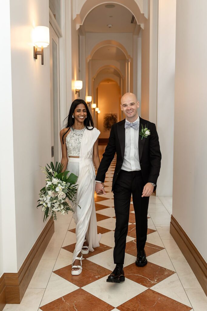 Bride and grooms Shinola Hotel wedding portraits in Detroit, MI