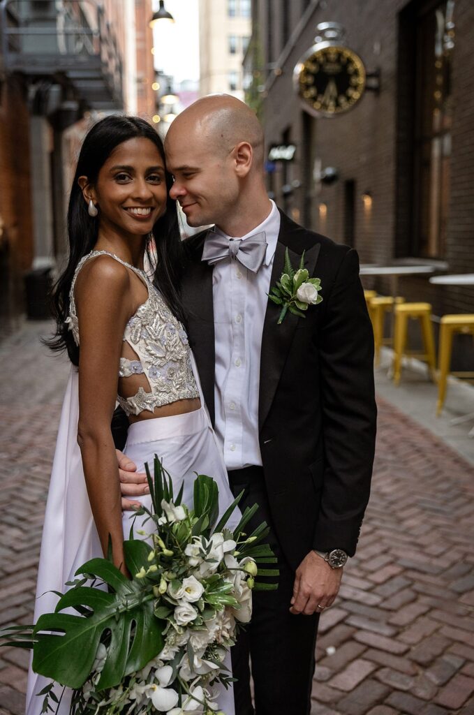 Bride and grooms downtown Detroit wedding portraits