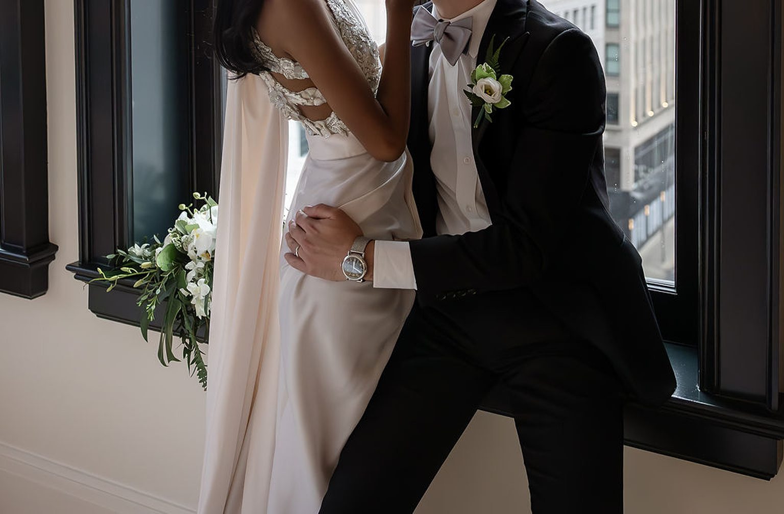 Indoor Shinola Hotel wedding portraits in Detroit, Michigan