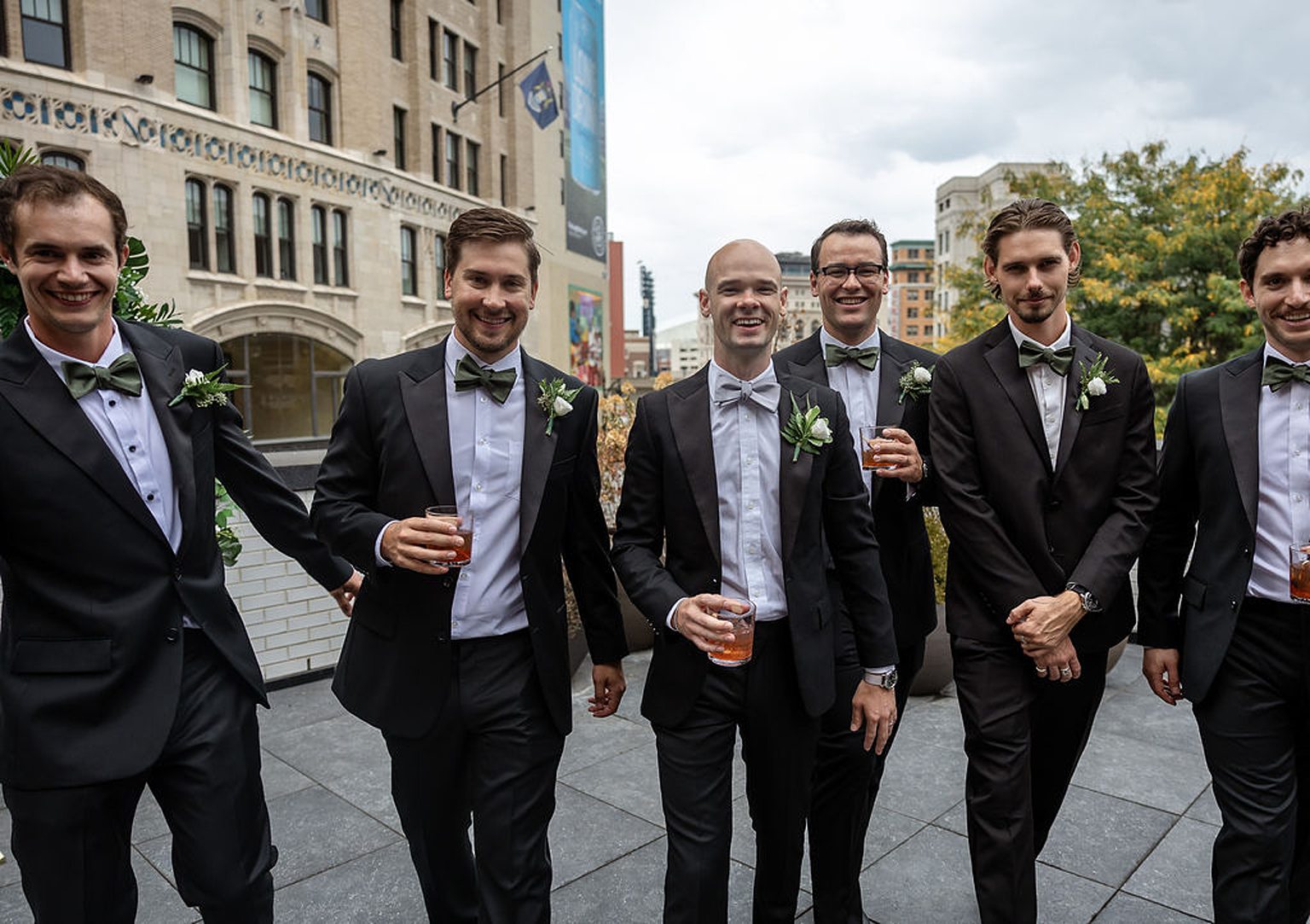 Groom and groomsmen portraits from a Shinola Hotel wedding on The Terrace